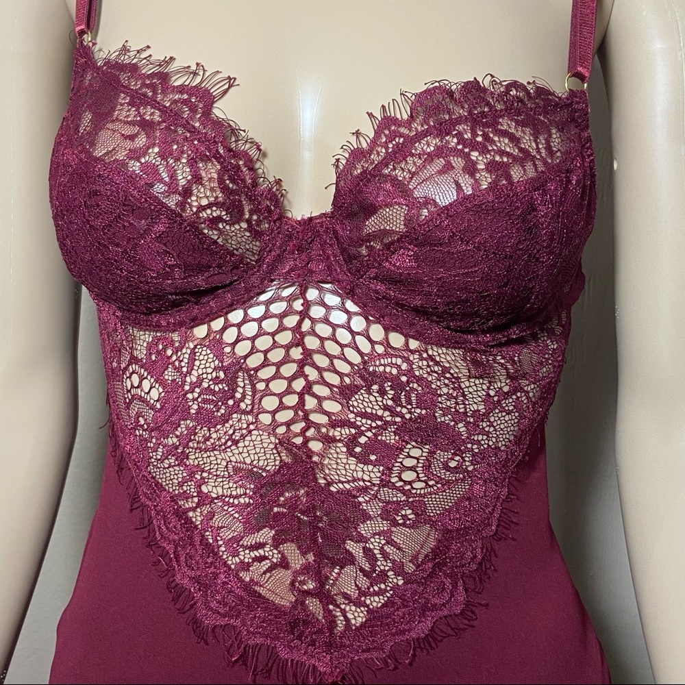 Feelings With You Lace Mini Dress - Burgundy - Picture 9 of 12